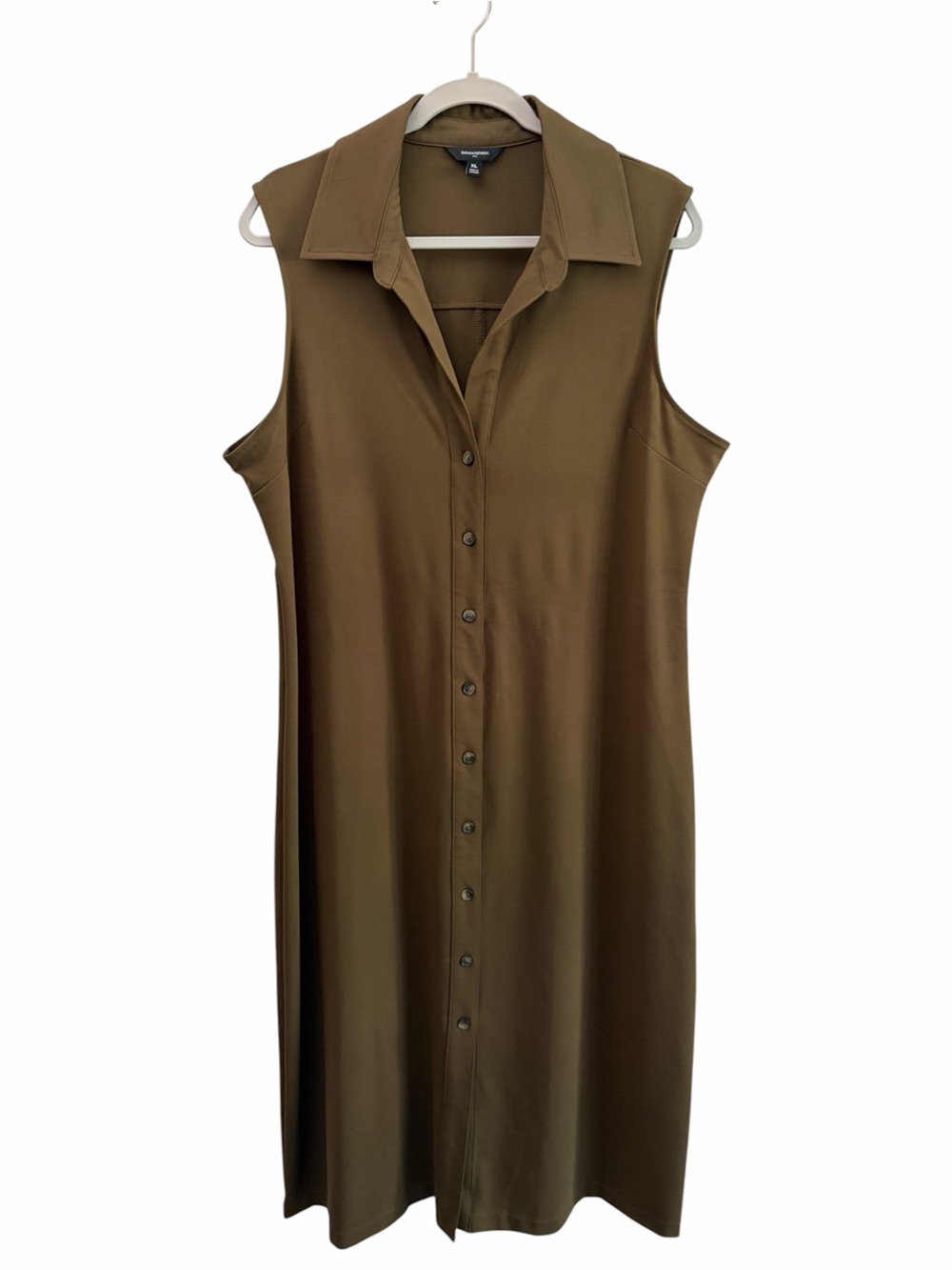 Banana Republic Safari Tourist Earthy Green Sleeveless ButtonFront Midi Dress XL